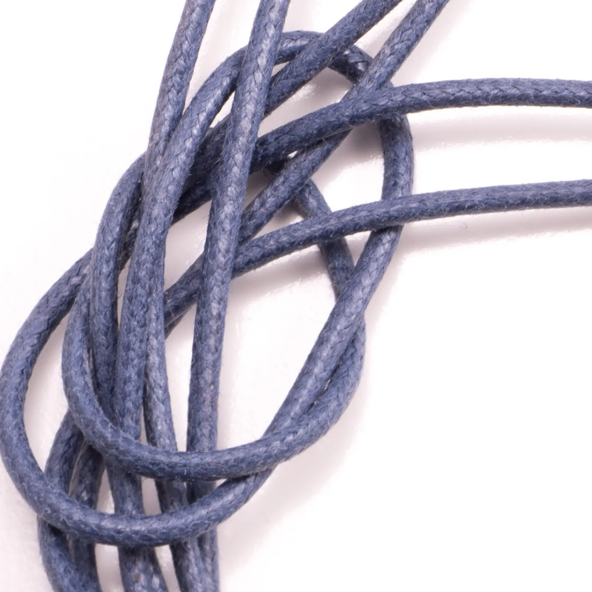 Round Blue-Gray Waxed Cotton Shoelaces