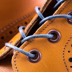 Round Blue-Gray Waxed Cotton Shoelaces