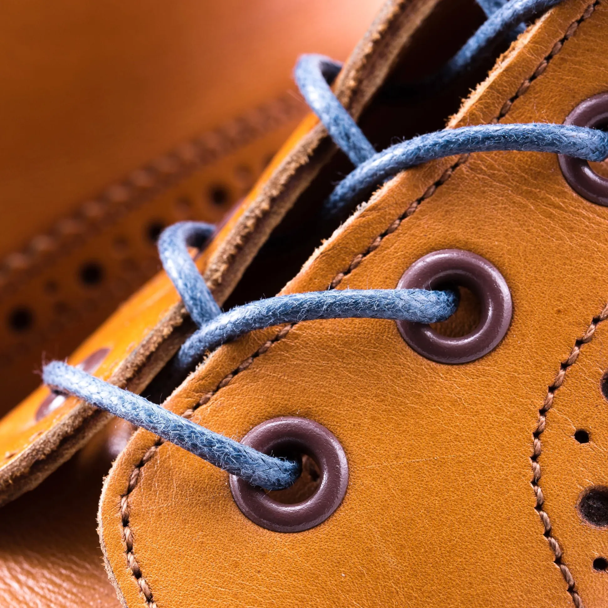 Round Blue-Gray Waxed Cotton Shoelaces