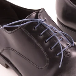 Round Blue-Gray Waxed Cotton Shoelaces