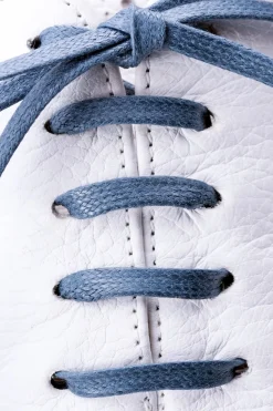 Round Blue-Gray Waxed Cotton Shoelaces