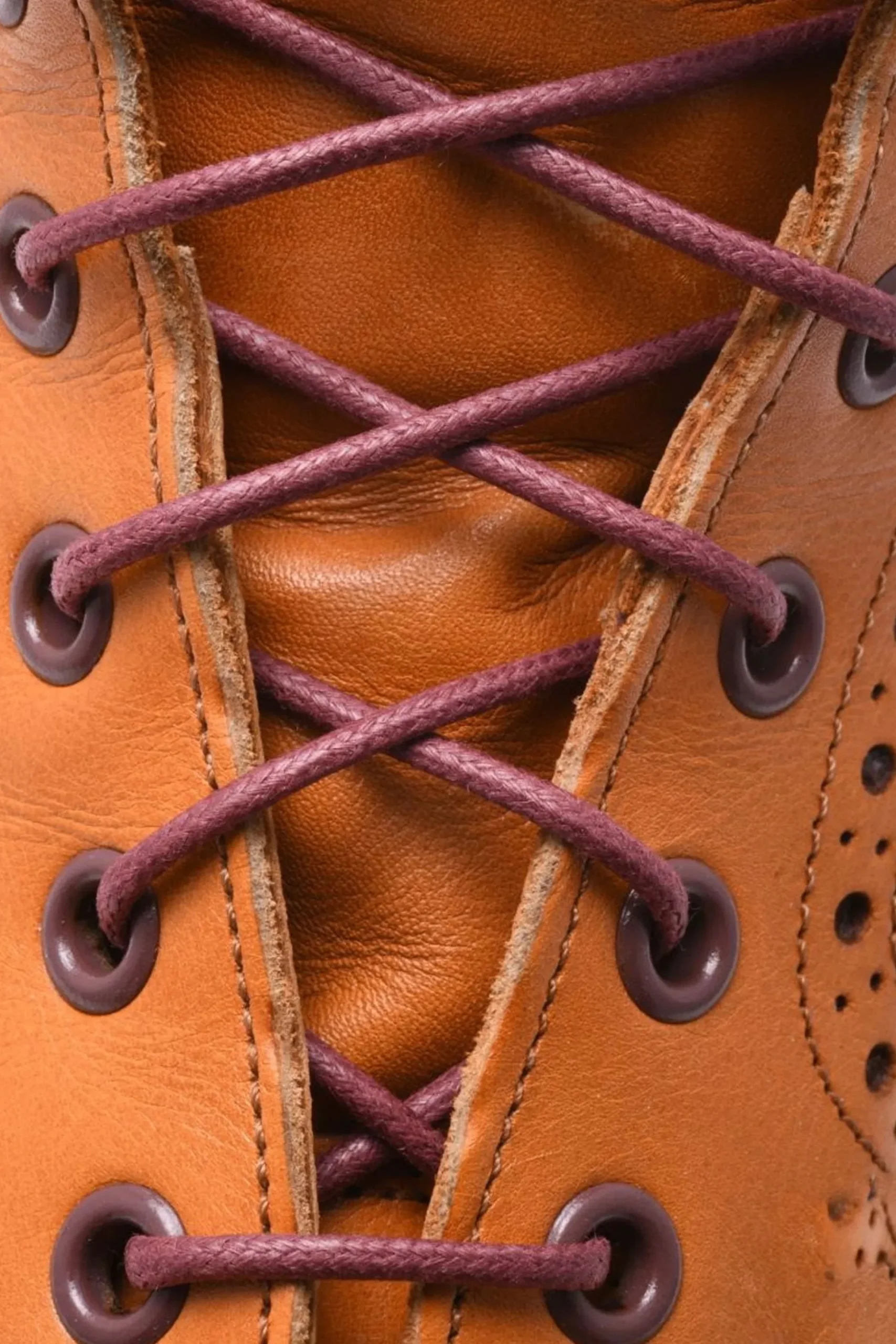 Round Burgundy Waxed Cotton Shoelaces
