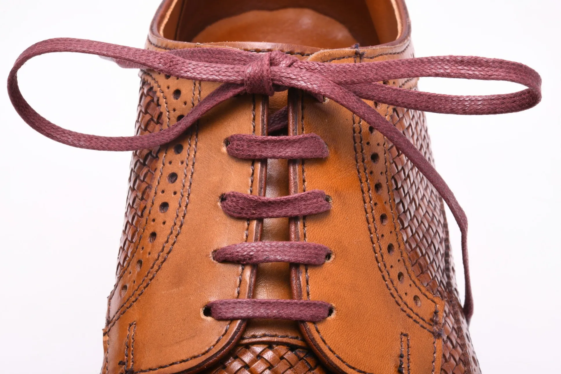 Round Burgundy Waxed Cotton Shoelaces
