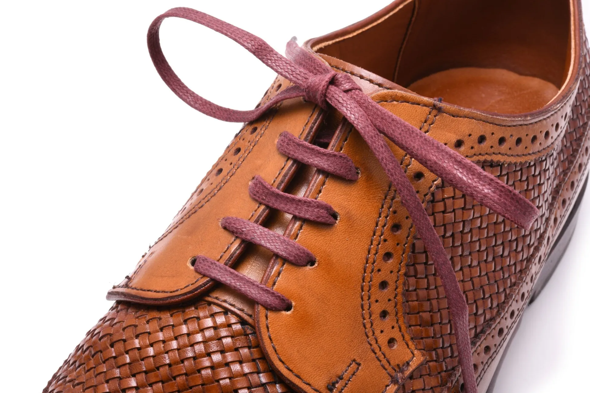 Round Burgundy Waxed Cotton Shoelaces