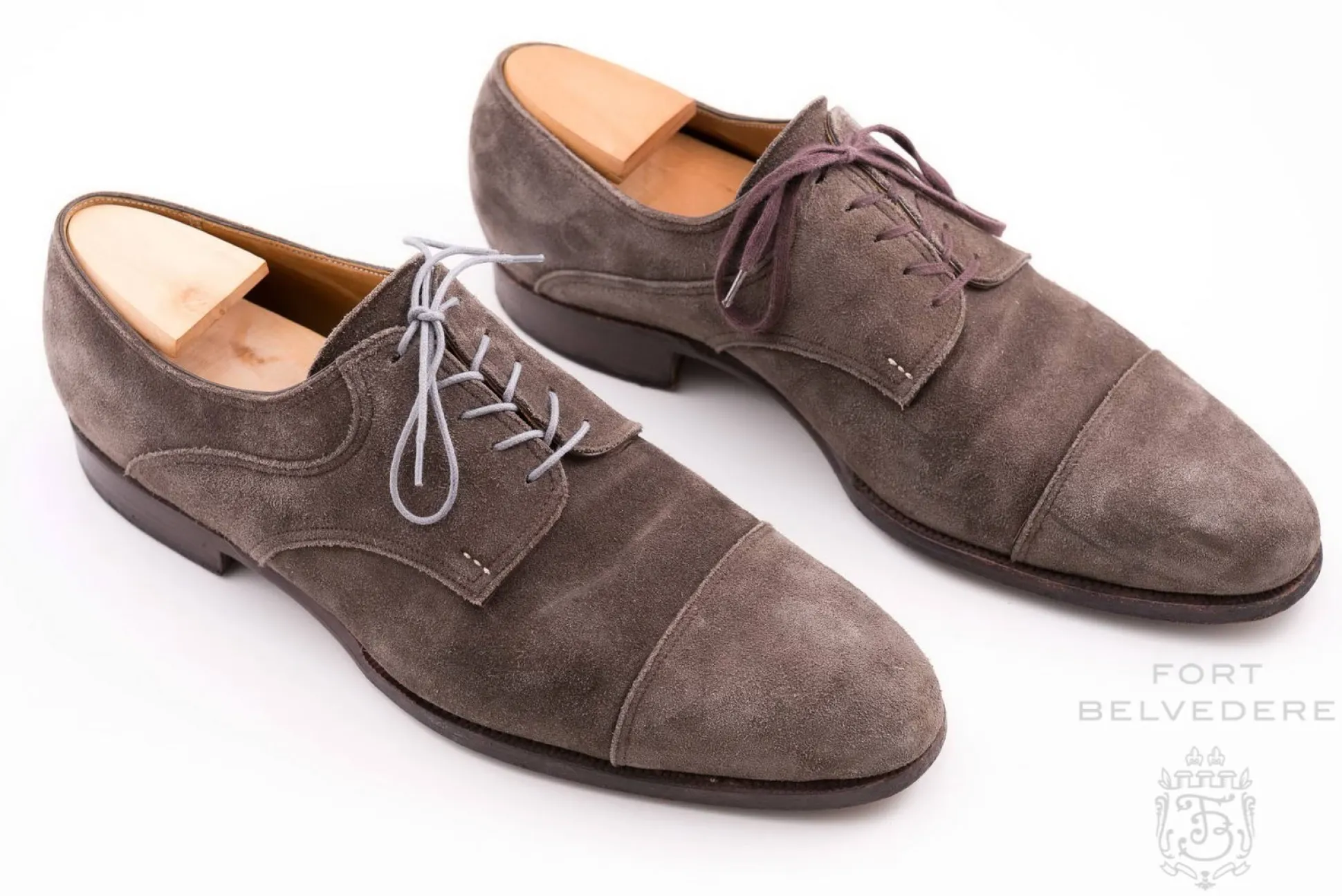 Round Light Gray Waxed Cotton Bootlaces