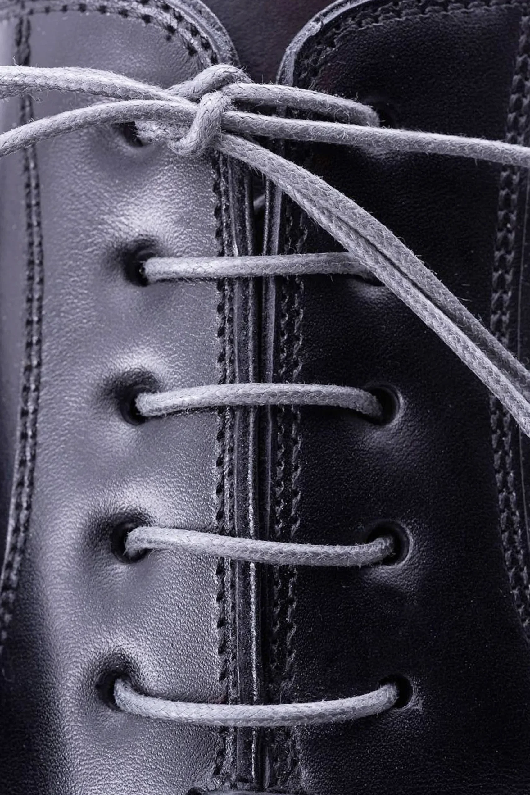 Round Mid Gray Waxed Cotton Shoelaces