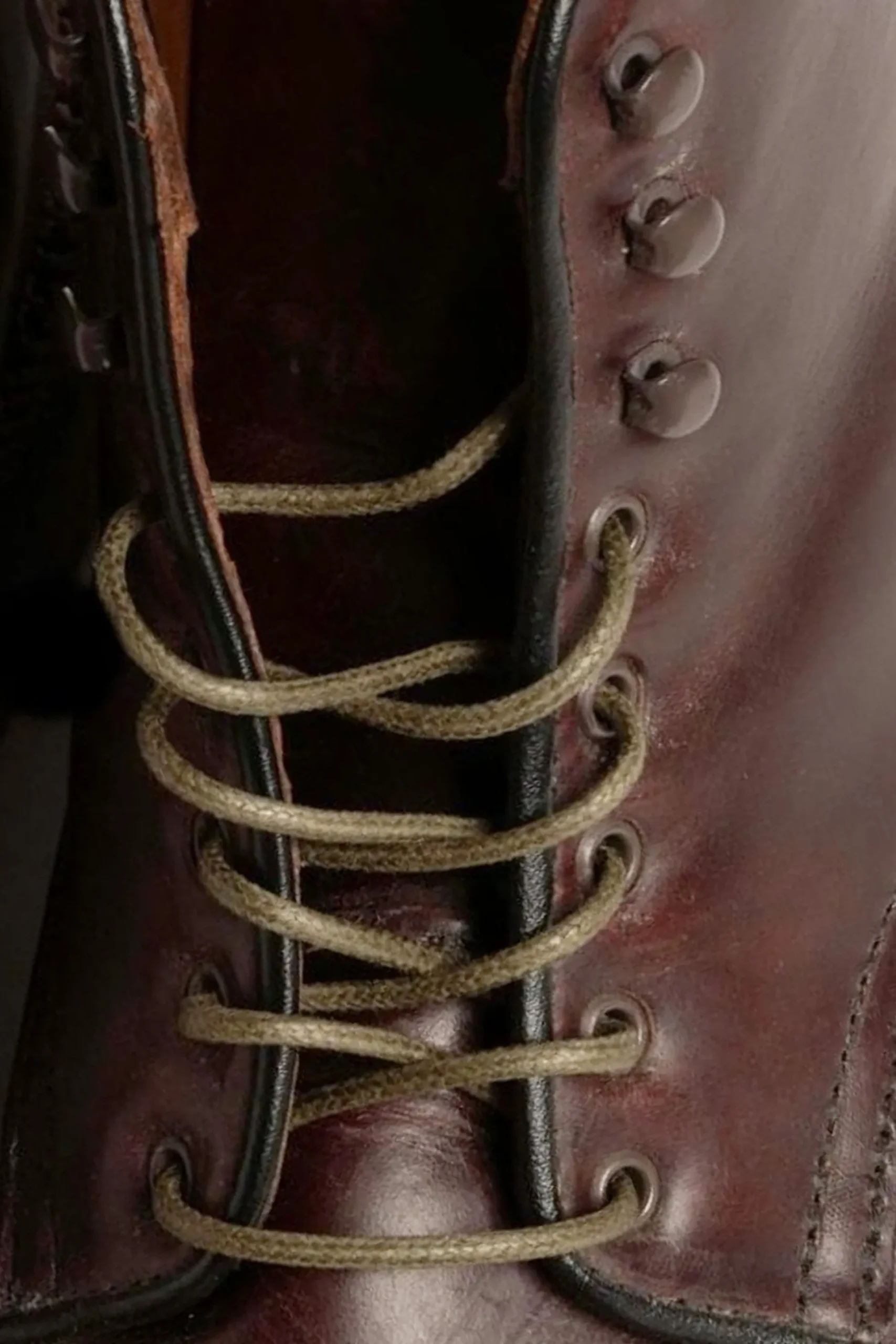 Round Military Green Waxed Cotton Shoelaces