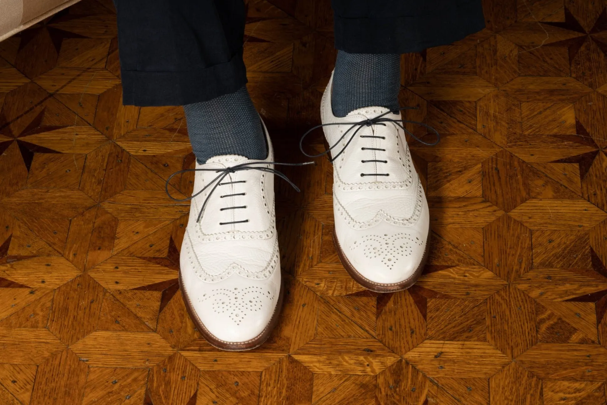 Round Navy Waxed Cotton Shoelaces