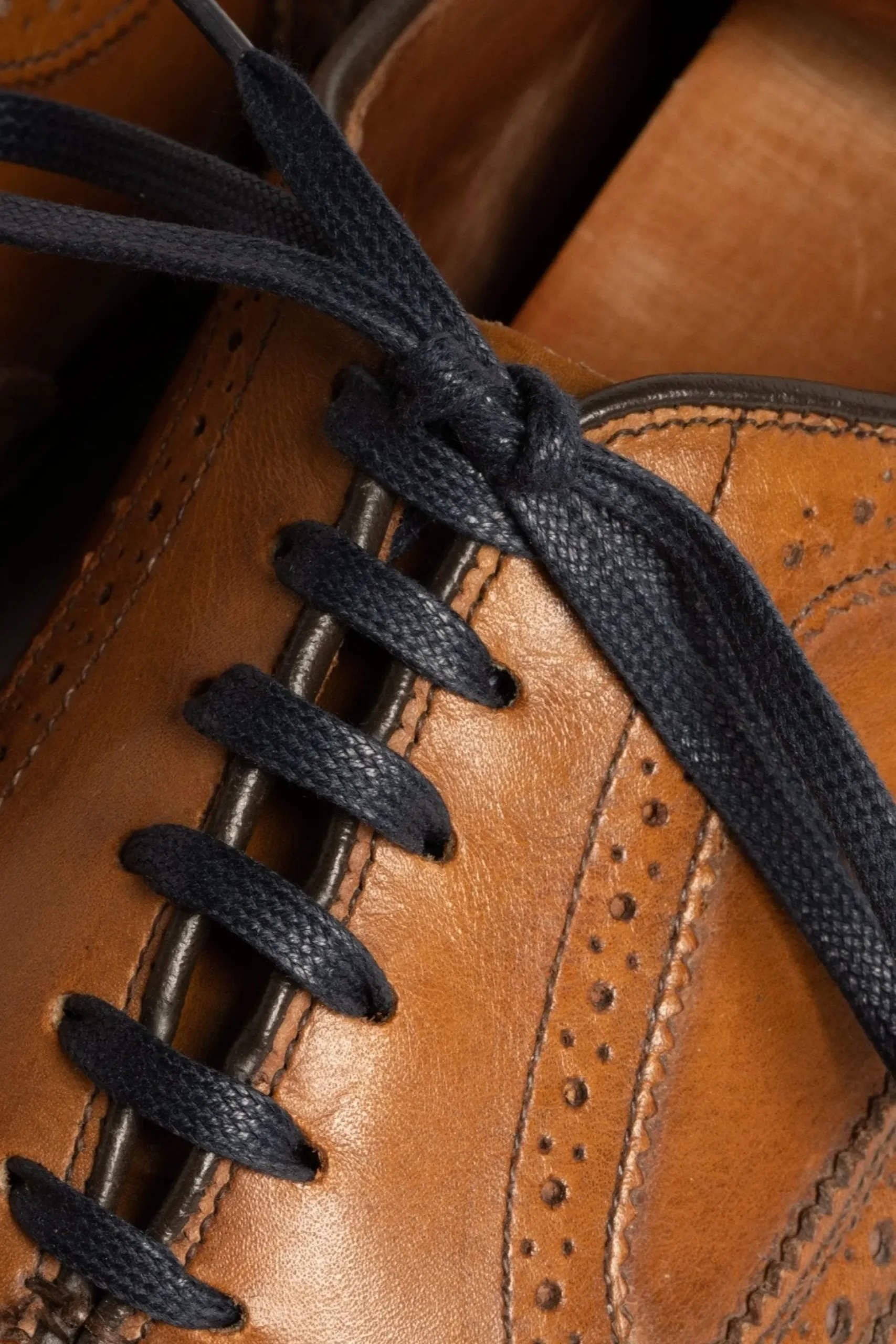 Round Navy Waxed Cotton Shoelaces