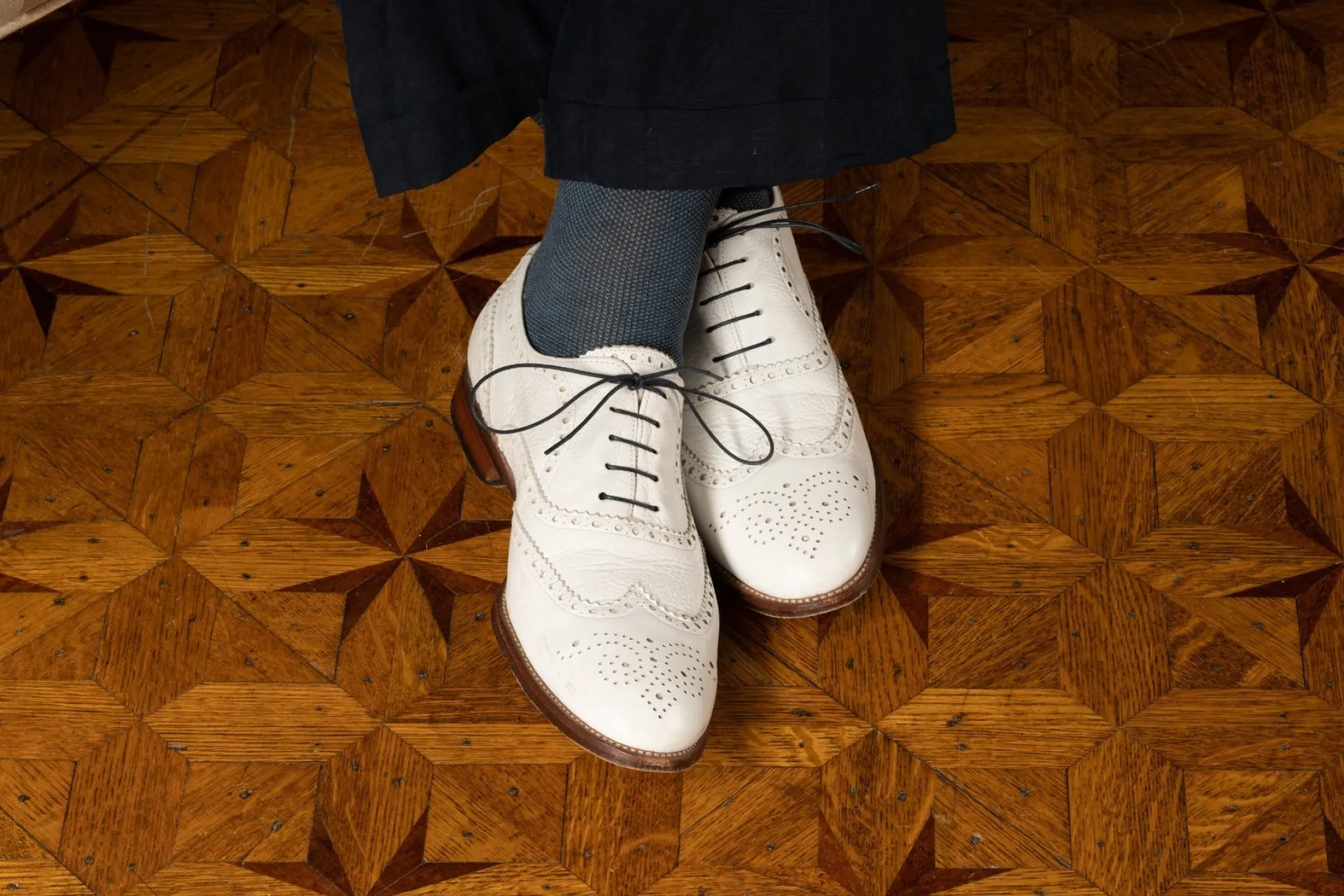 Round Navy Waxed Cotton Shoelaces