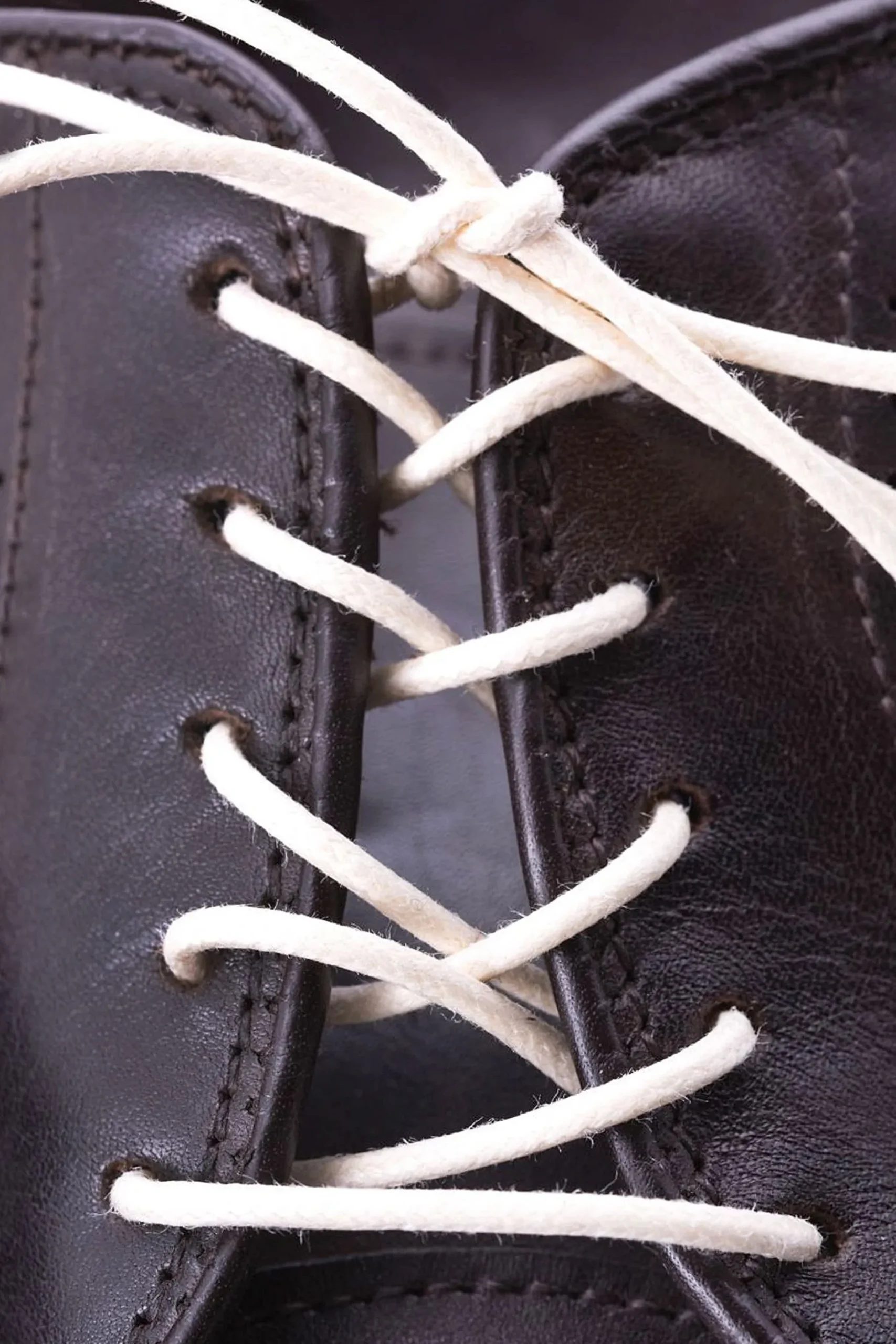 Round Off White Waxed Cotton Shoelaces