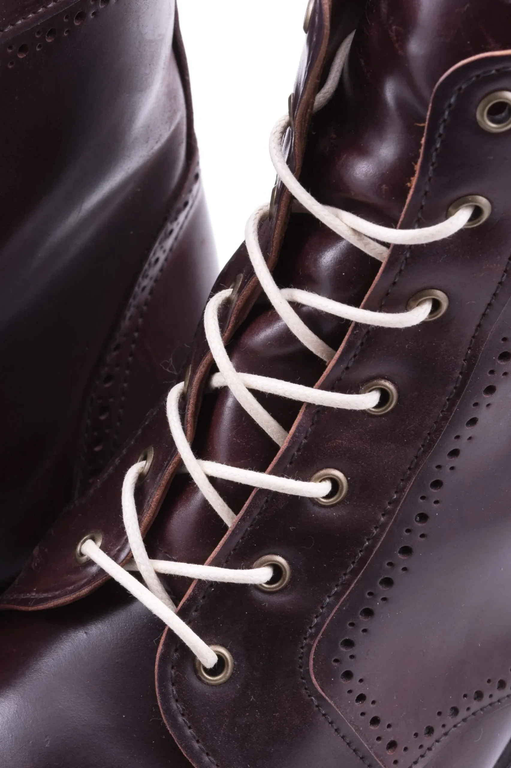 Round Off White Waxed Cotton Shoelaces