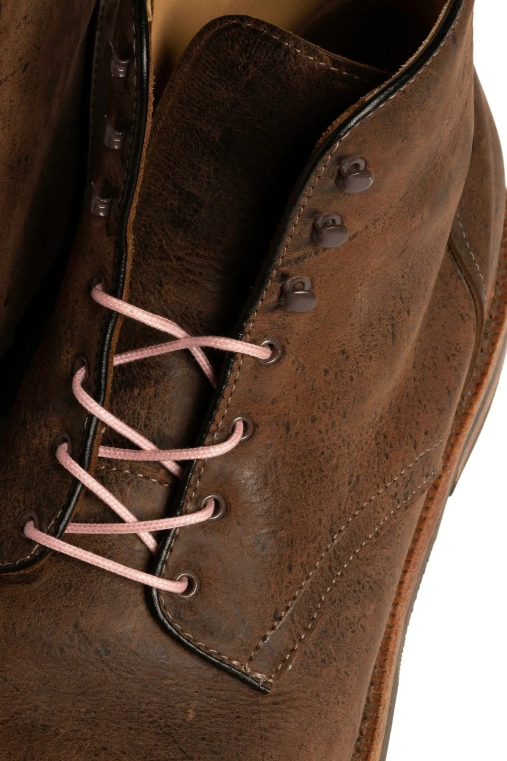 Round Pale Pink Waxed Cotton Bootlaces