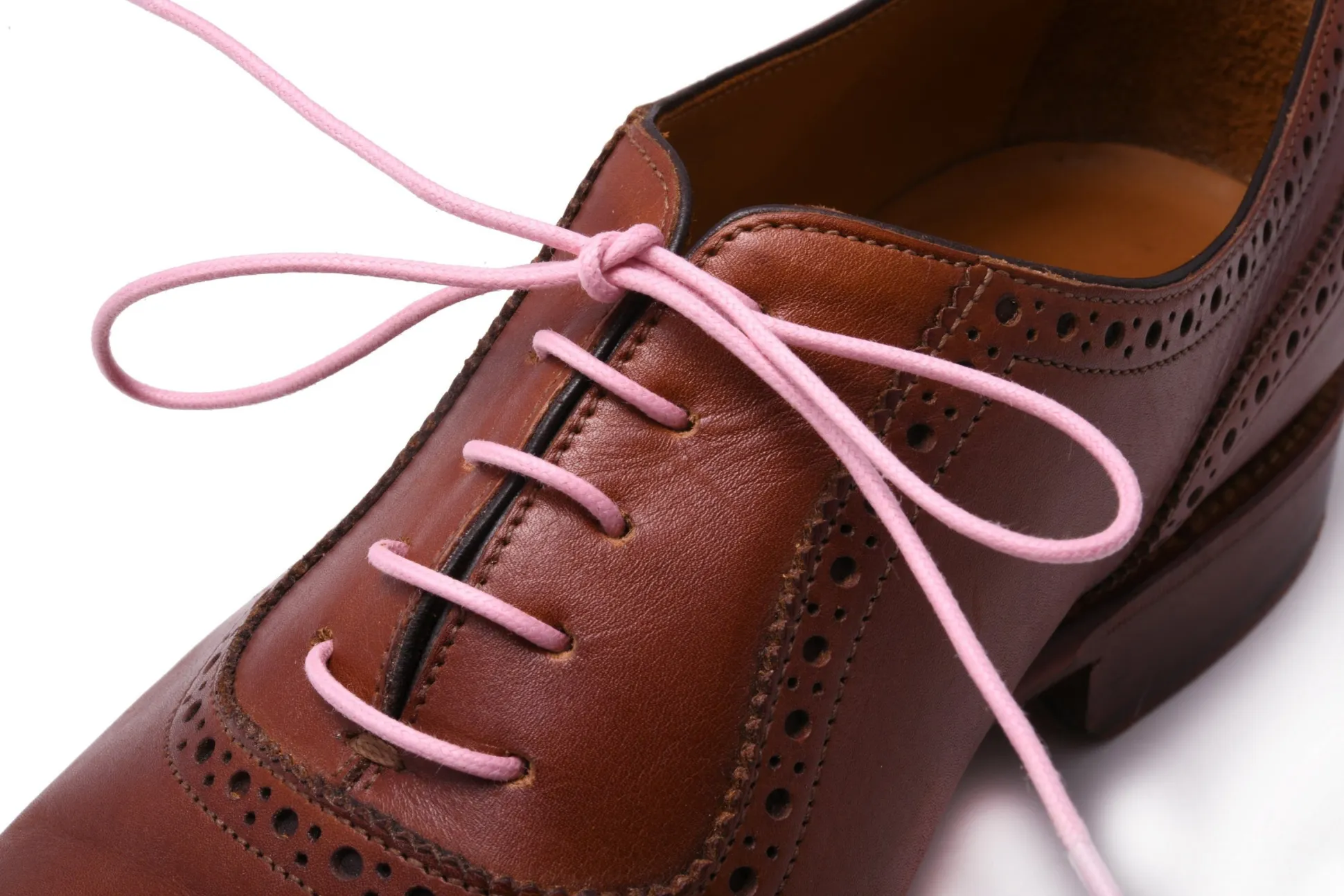 Round Pink Waxed Cotton Bootlaces
