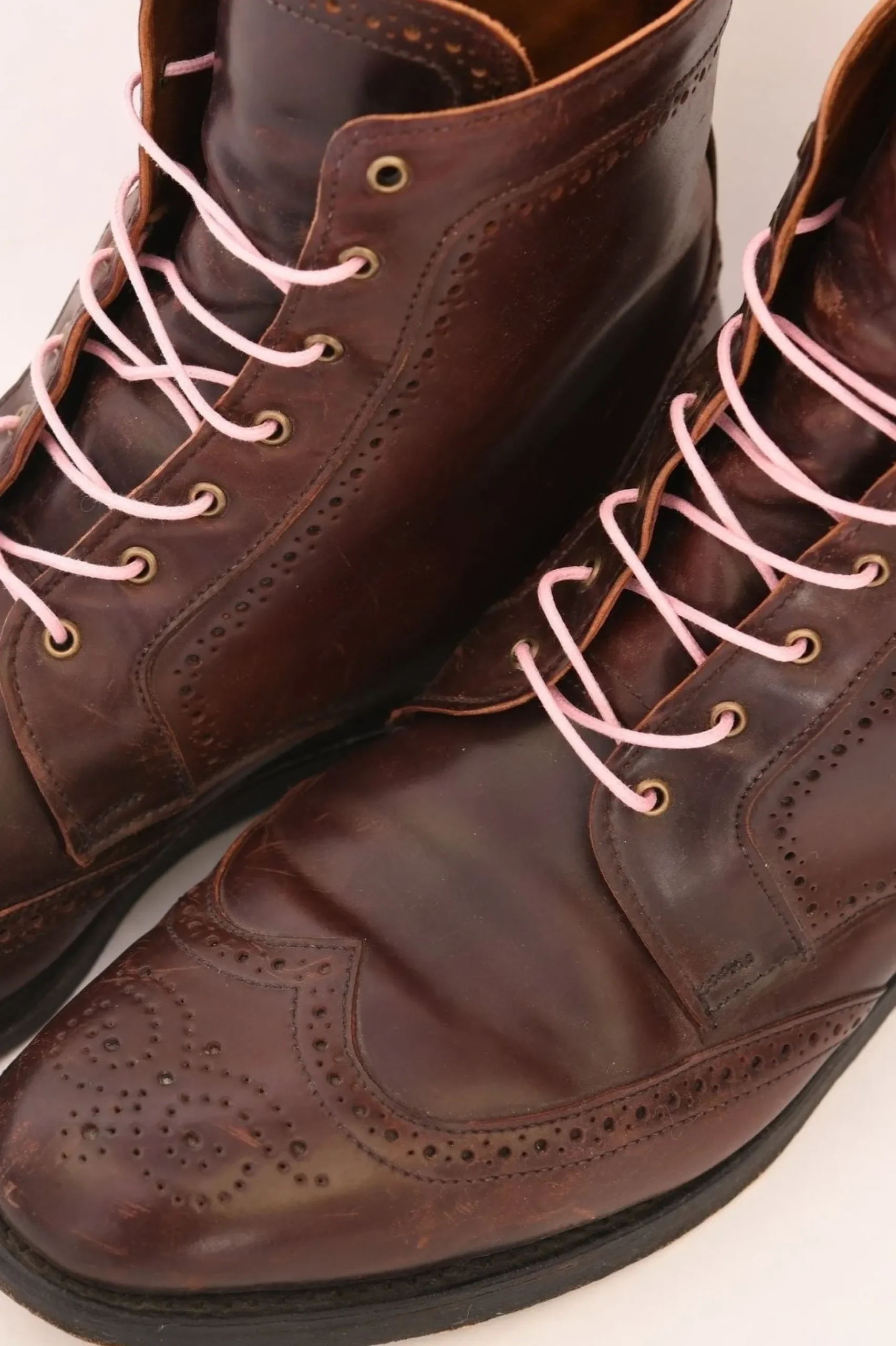 Round Pink Waxed Cotton Bootlaces