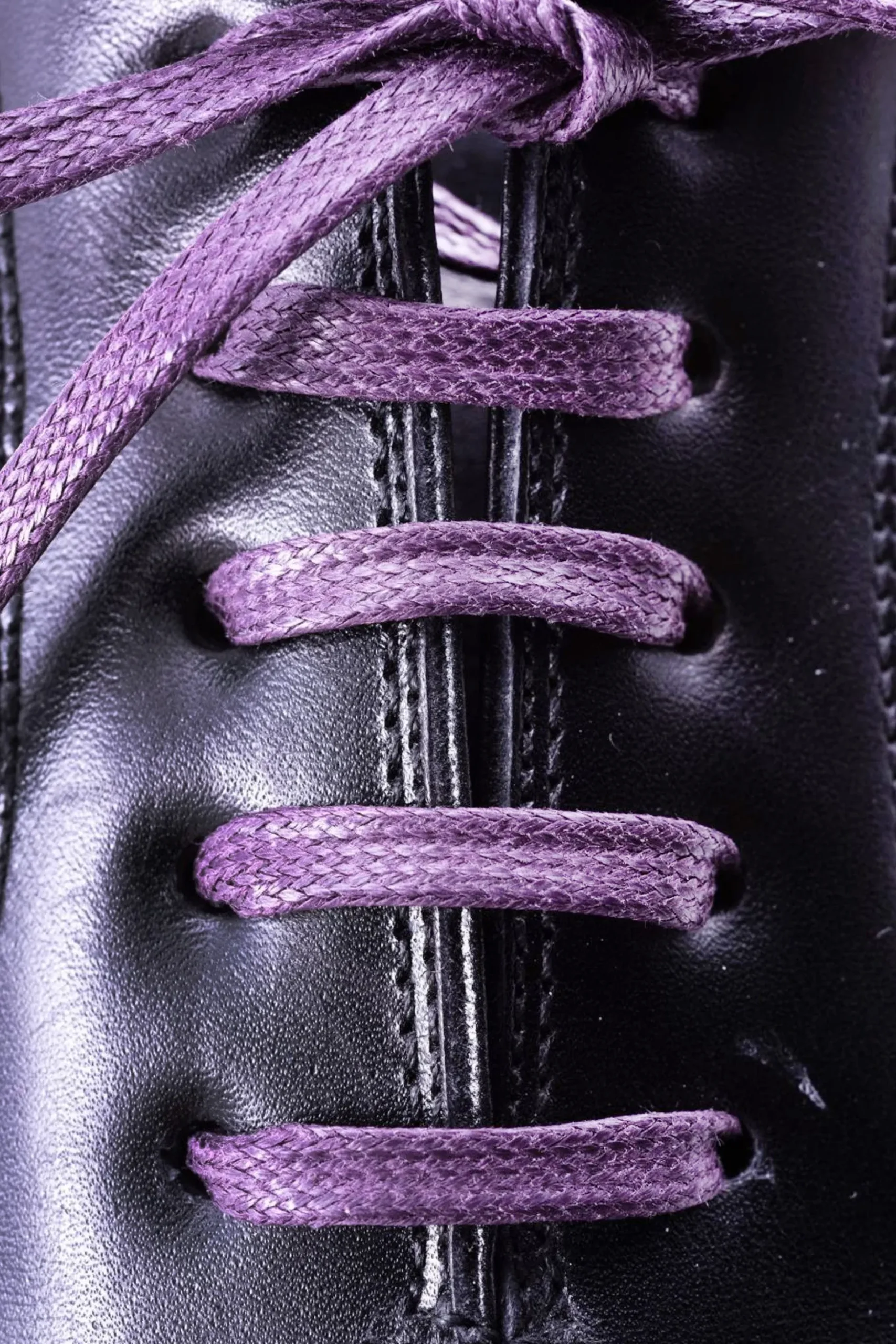 Round Purple Waxed Cotton Shoelaces