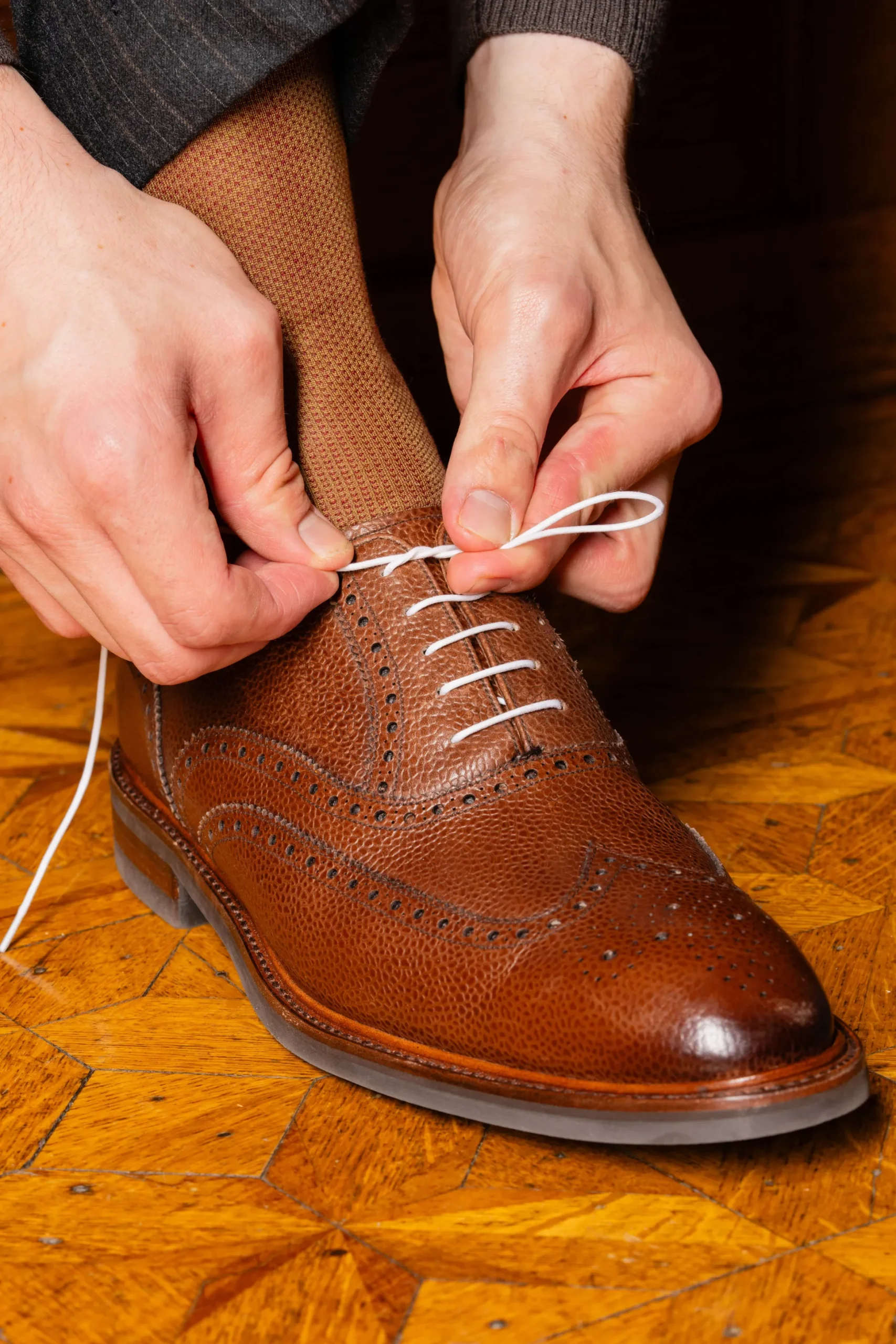 Round White Waxed Cotton Shoelaces