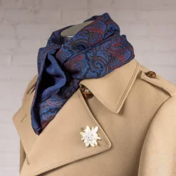 Royal Blue Paisley & Glen Check Reversible Scarf