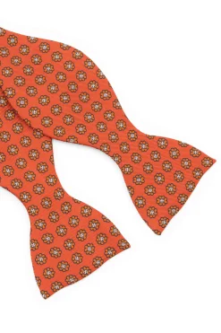 Rust Orange Printed Silk Bow Tie