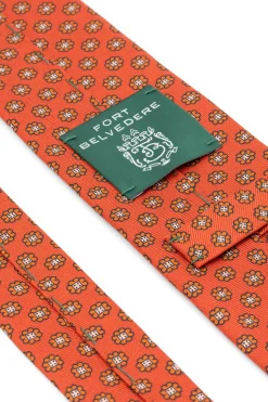 Rust Orange Printed Silk Tie