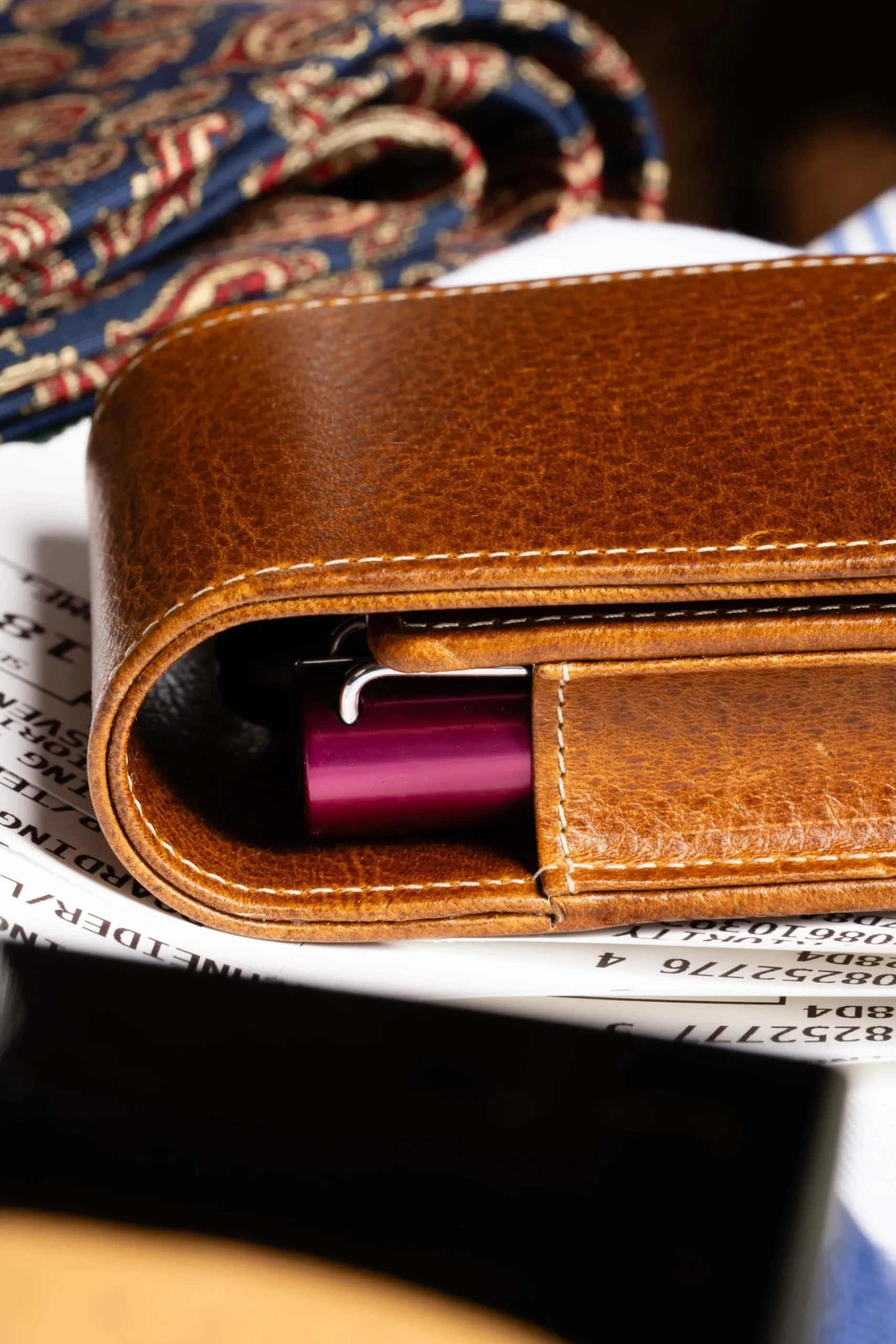 Saddle Brown Dumont Full-Grain Leather Pen Case