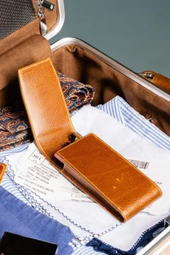 Saddle Brown Dumont Full-Grain Leather Pen Case