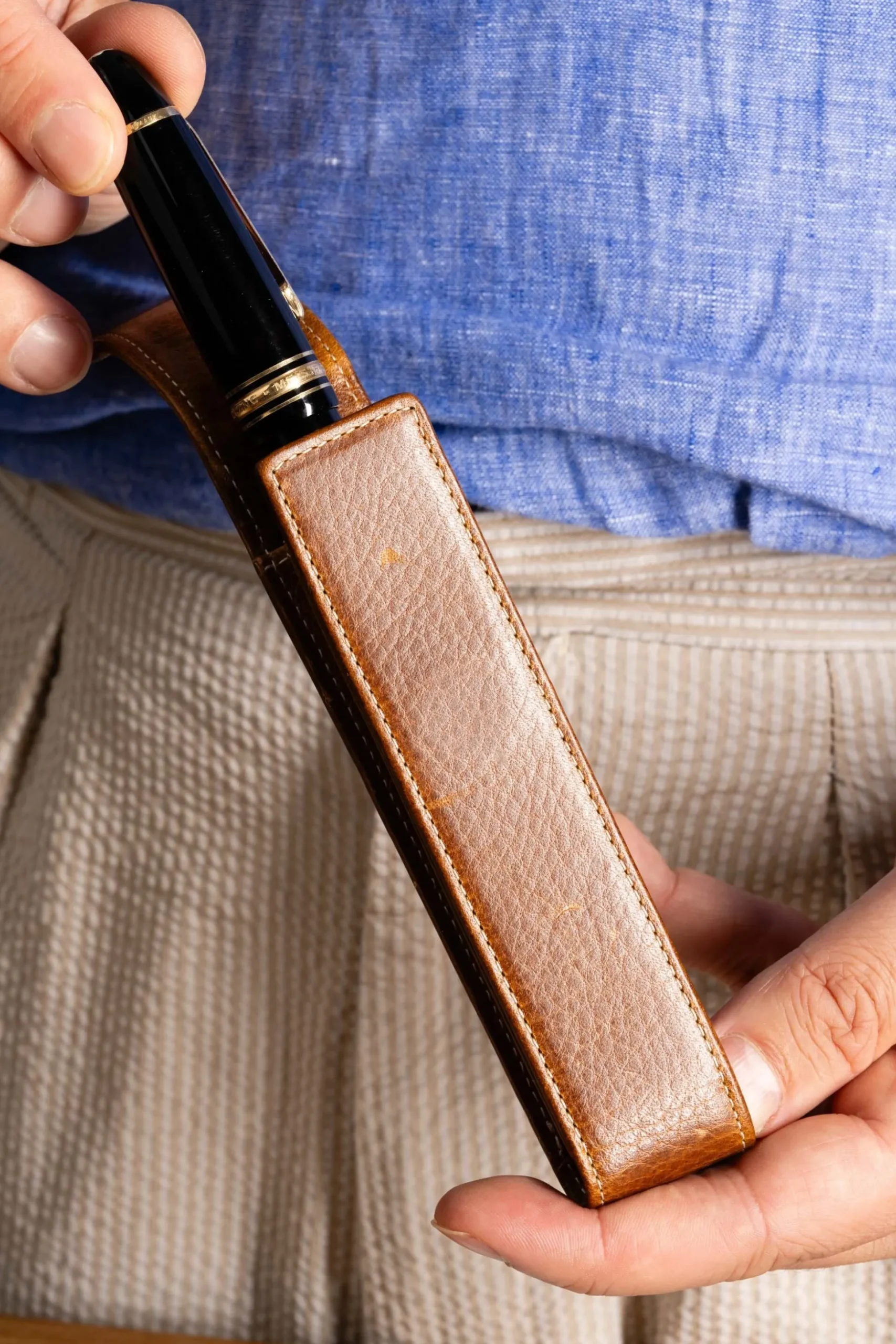 Saddle Brown Dumont Full-Grain Leather Pen Case