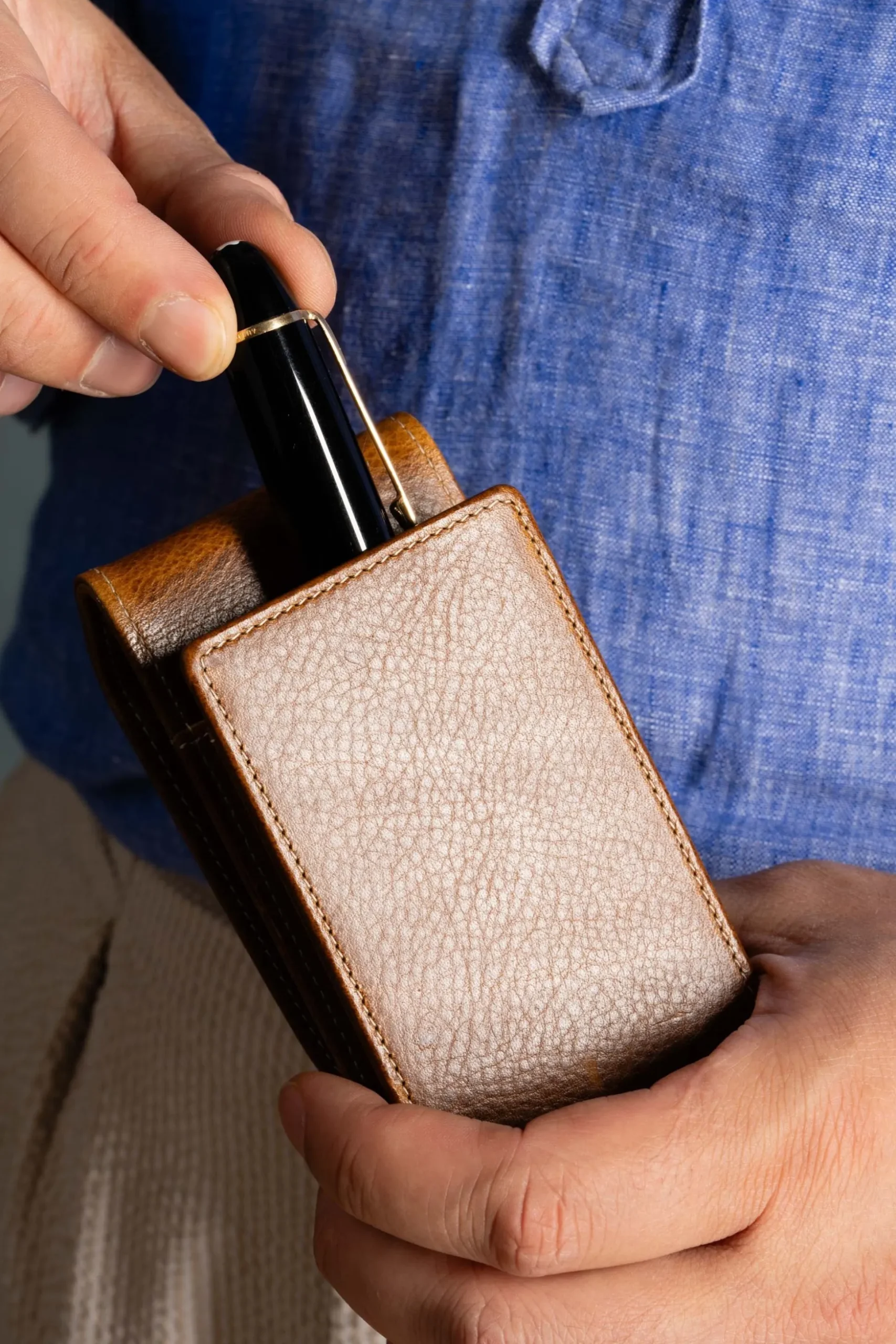 Saddle Brown Dumont Full-Grain Leather Pen Case
