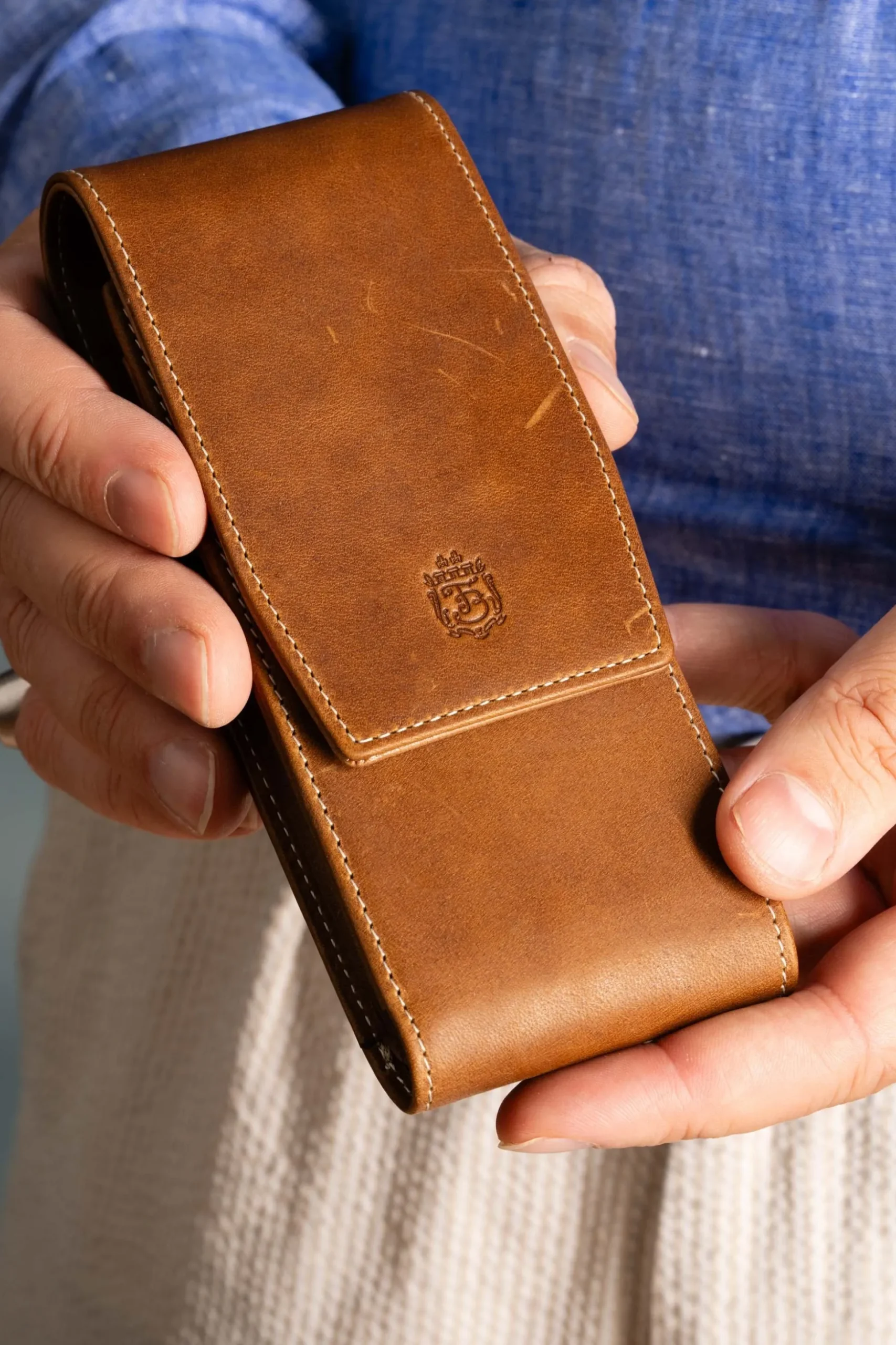 Saddle Brown Montecristo Full-Grain Leather Pen Case