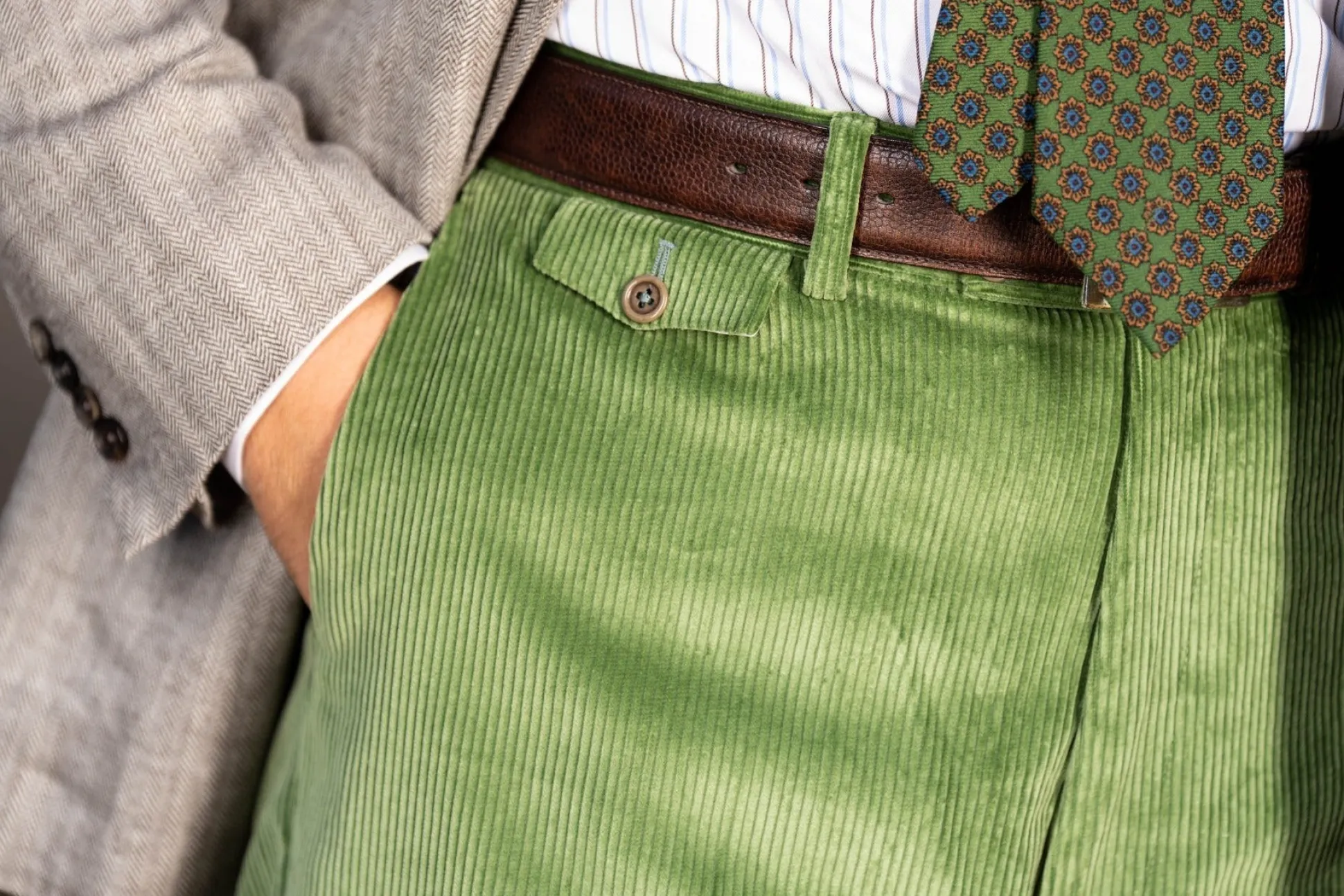 Sage Green Stancliffe Corduroy Trousers