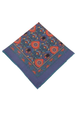 Sapphire Blue Art Deco Egyptian Scarab Pocket Square
