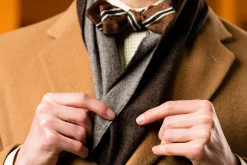 Shantung Silk Striped Two Tone Bow Tie Brown, Green White