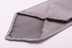 Silver & Black Double Stripe Twill Stripe Silk Tie