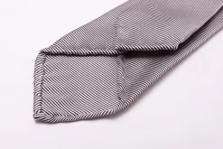 Silver & Black Horizontally Striped Silk Twill Tie