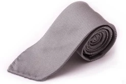Silver & Black Horizontally Striped Silk Twill Tie