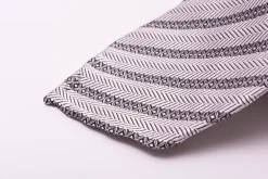 Silver Stripe & Herringbone Silk Tie