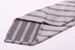 Silver Stripe & Herringbone Silk Tie