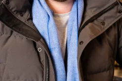 Sky Blue Herringbone Cashmere Scarf