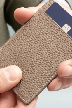 Slim Boardroom Taupe Togo Leather Cardholder Wallet