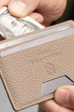 Slim Boardroom Taupe Togo Leather Cardholder Wallet