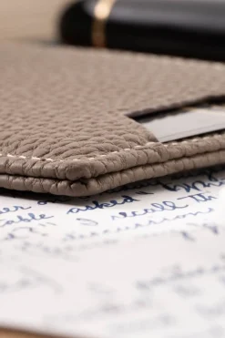 Slim Boardroom Taupe Togo Leather Cardholder Wallet