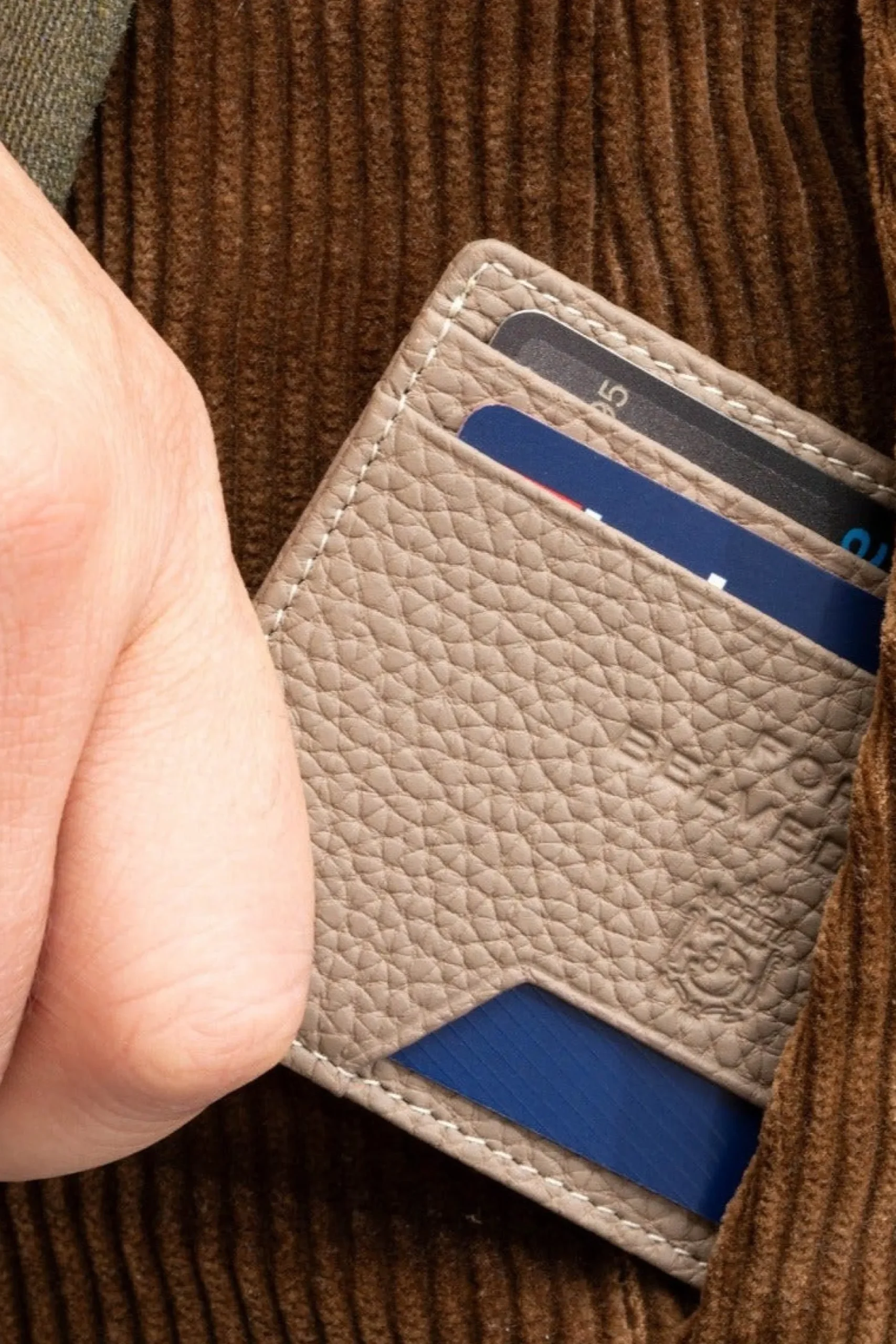 Slim Boardroom Taupe Togo Leather Cardholder Wallet