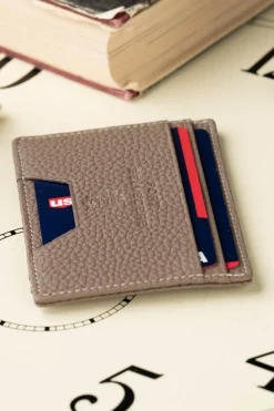 Slim Boardroom Taupe Togo Leather Cardholder Wallet