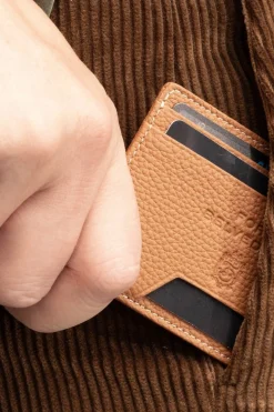 Slim Golden Brown Togo Leather Cardholder Wallet