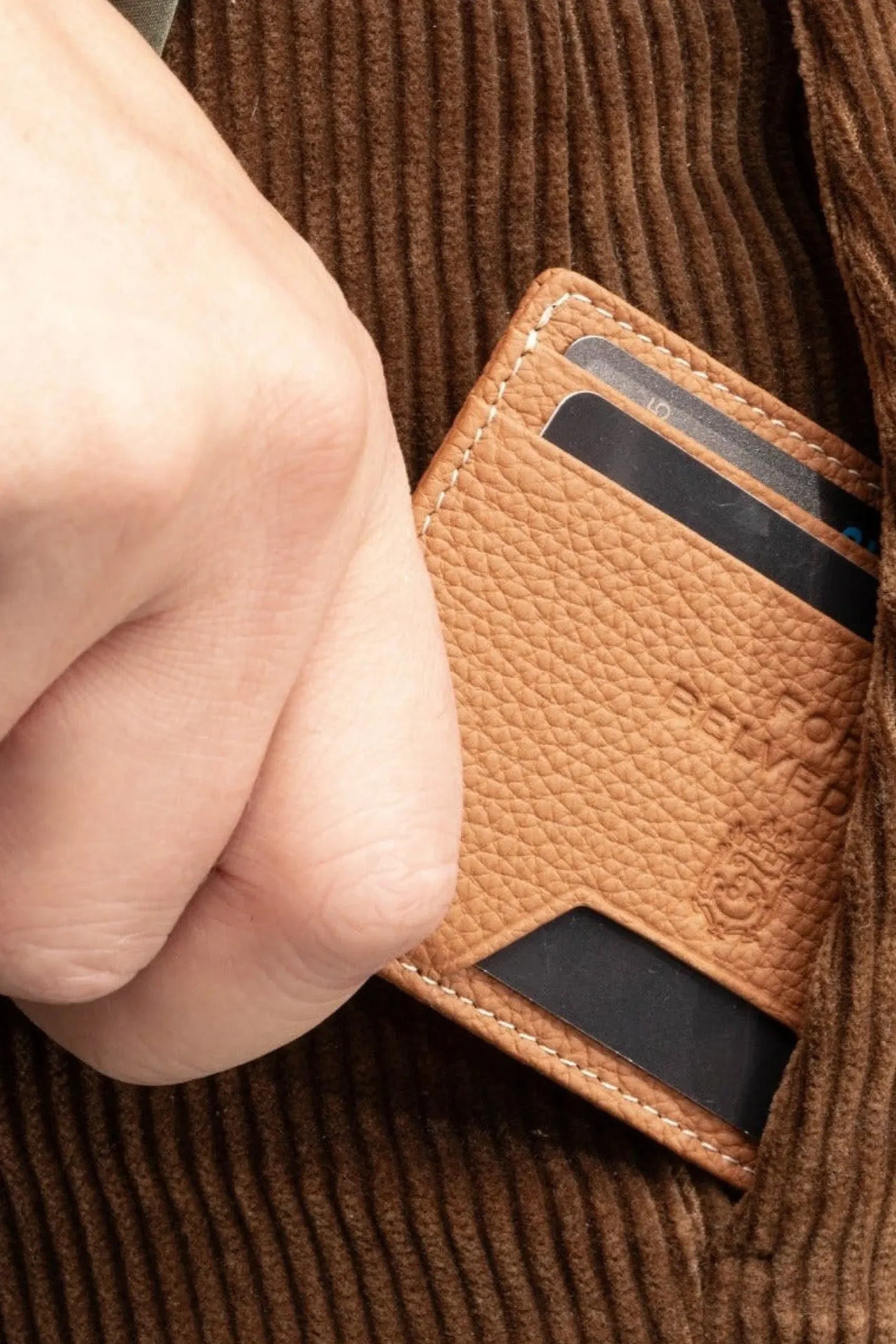 Slim Golden Brown Togo Leather Cardholder Wallet