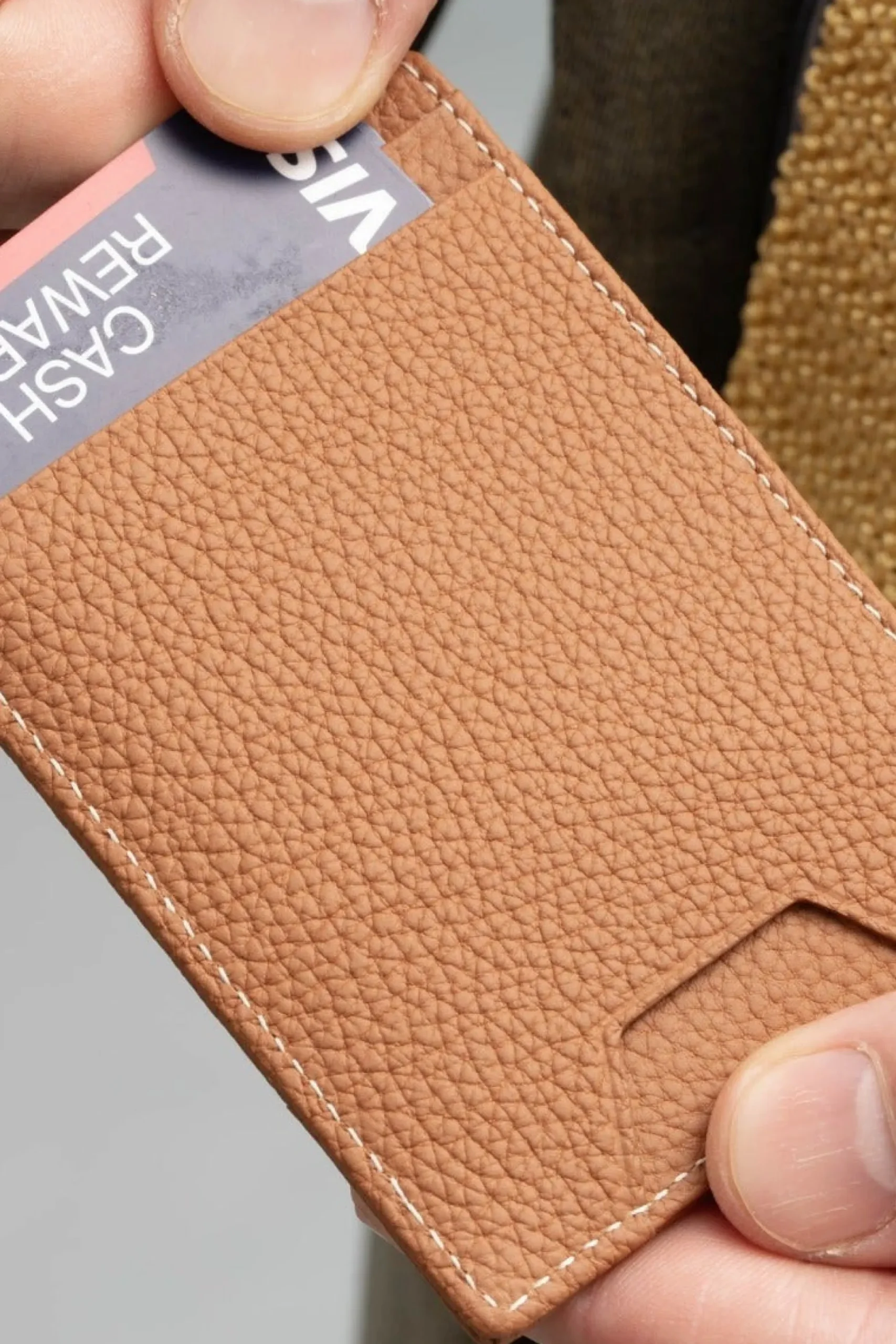 Slim Golden Brown Togo Leather Cardholder Wallet