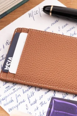 Slim Golden Brown Togo Leather Cardholder Wallet