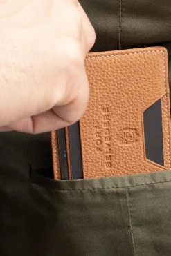 Slim Golden Brown Togo Leather Cardholder Wallet