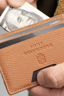 Slim Golden Brown Togo Leather Cardholder Wallet