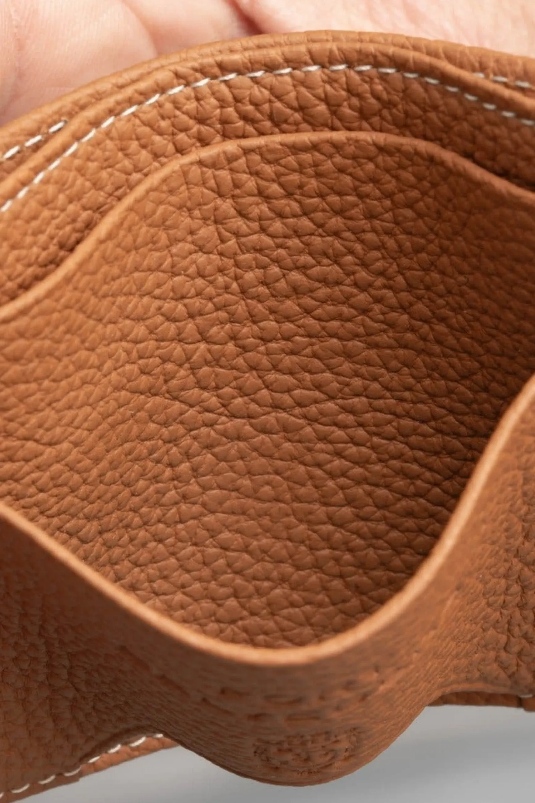 Slim Golden Brown Togo Leather Cardholder Wallet